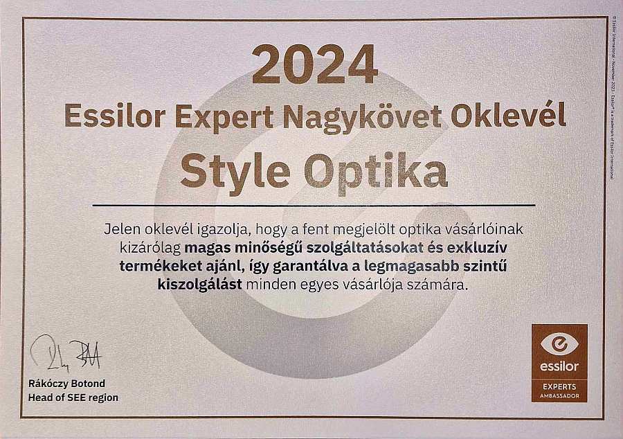 Essilor Expert nagykövet - Style Optika