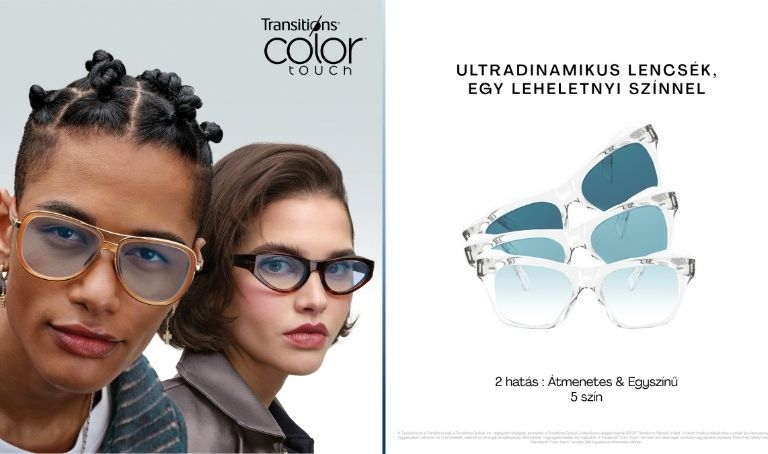 Transitions Color Touch fényre sötétedő szemüveglencsék zafír kék színben